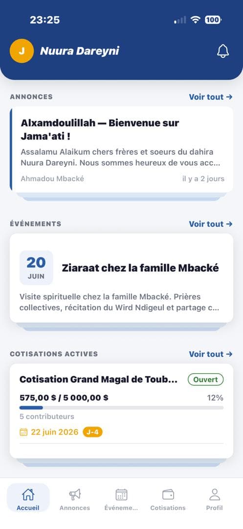 Accueil mobile